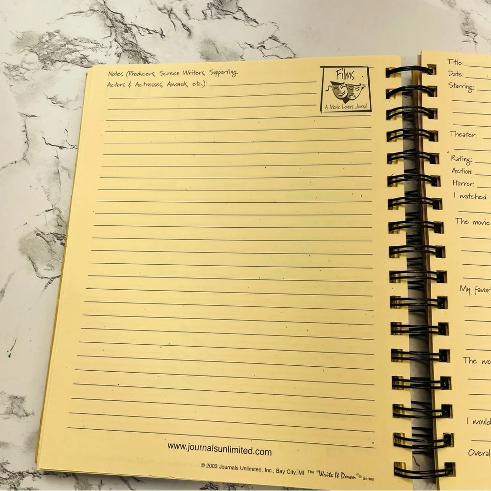 Tan Spiral-Bound Movie Lovers Journal